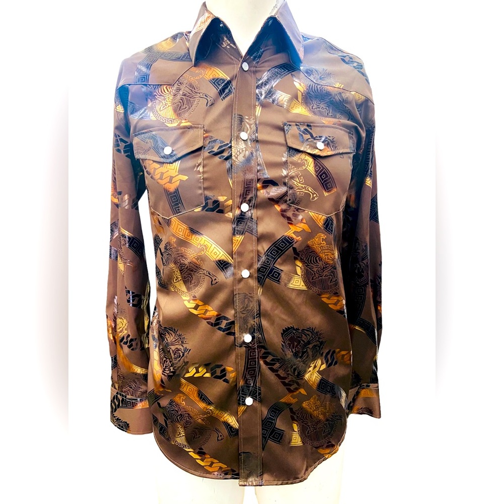 Men’s Western Chain link snap button shirt